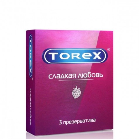 Презервативы Torex "Сладкая любовь" с ароматом клубники - 3 шт.